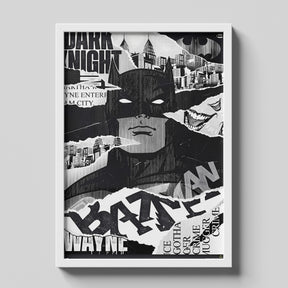 Batman Gotham City Collage Monochrome Art Poster
