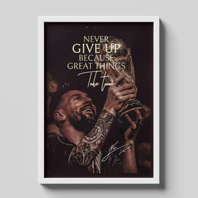 Lionel Messi World Cup Poster | Never Give Up Football Wall Art
