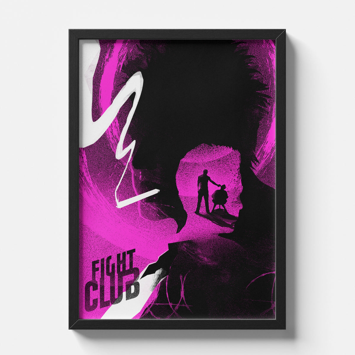 Fight Club Neon Pink Minimalist Movie Poster Wall Art