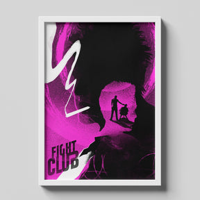 Fight Club Neon Pink Minimalist Movie Poster Wall Art