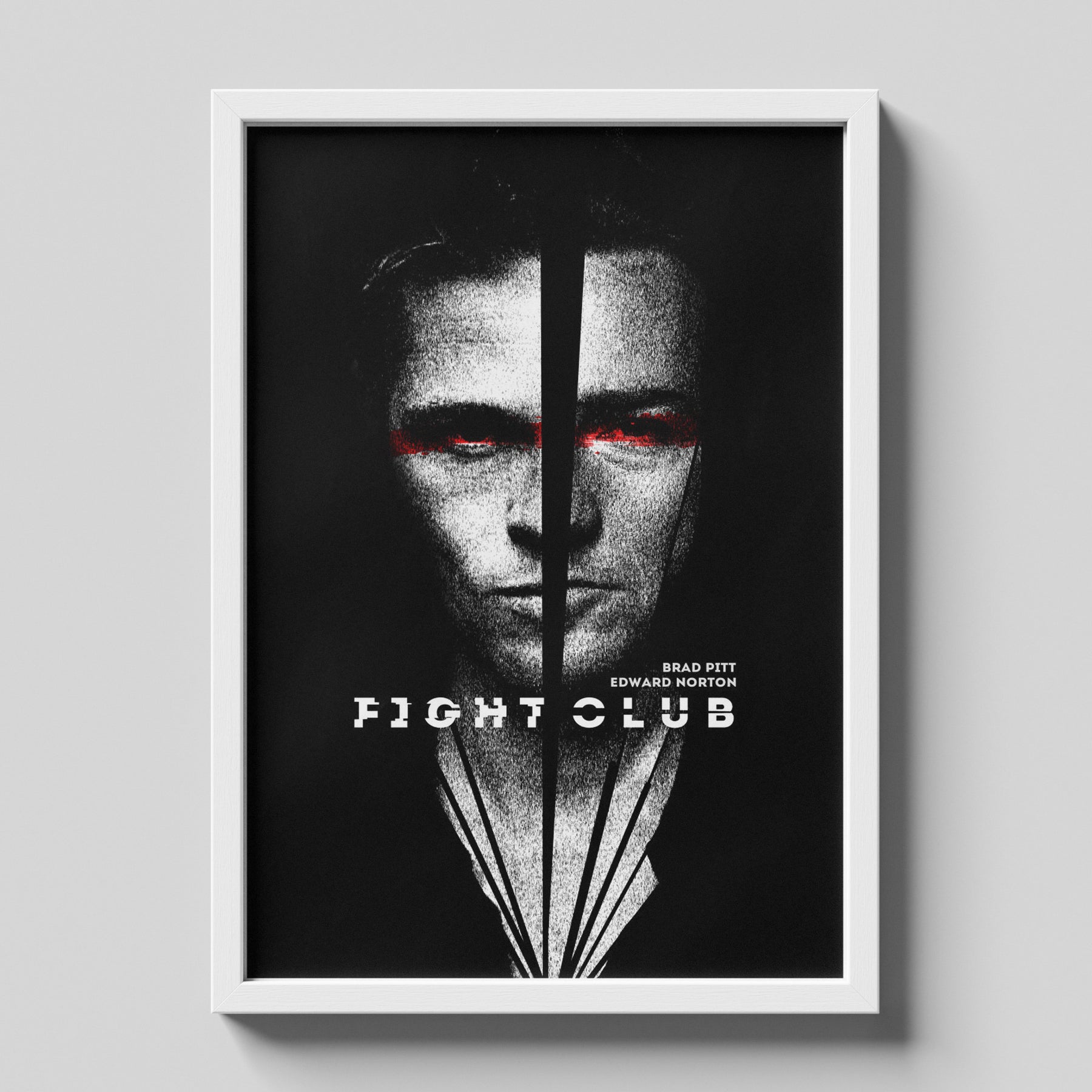 Fight Club Minimalist Split Face Movie Poster Wall Art
