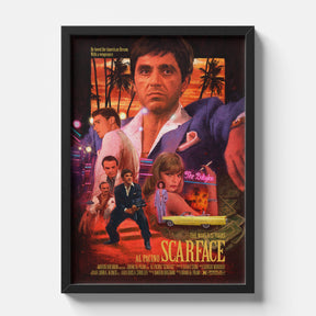 Scarface Movie Poster Vintage Collage Cinematic Wall Art