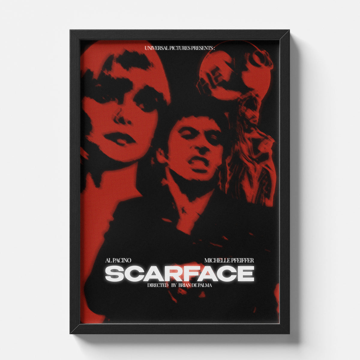Scarface Red Noir Cinematic Poster Premium Framed Wall Art