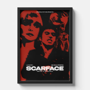 Scarface Red Noir Cinematic Poster Premium Framed Wall Art