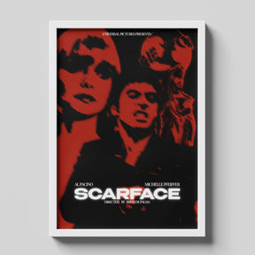 Scarface Red Noir Cinematic Poster Premium Framed Wall Art