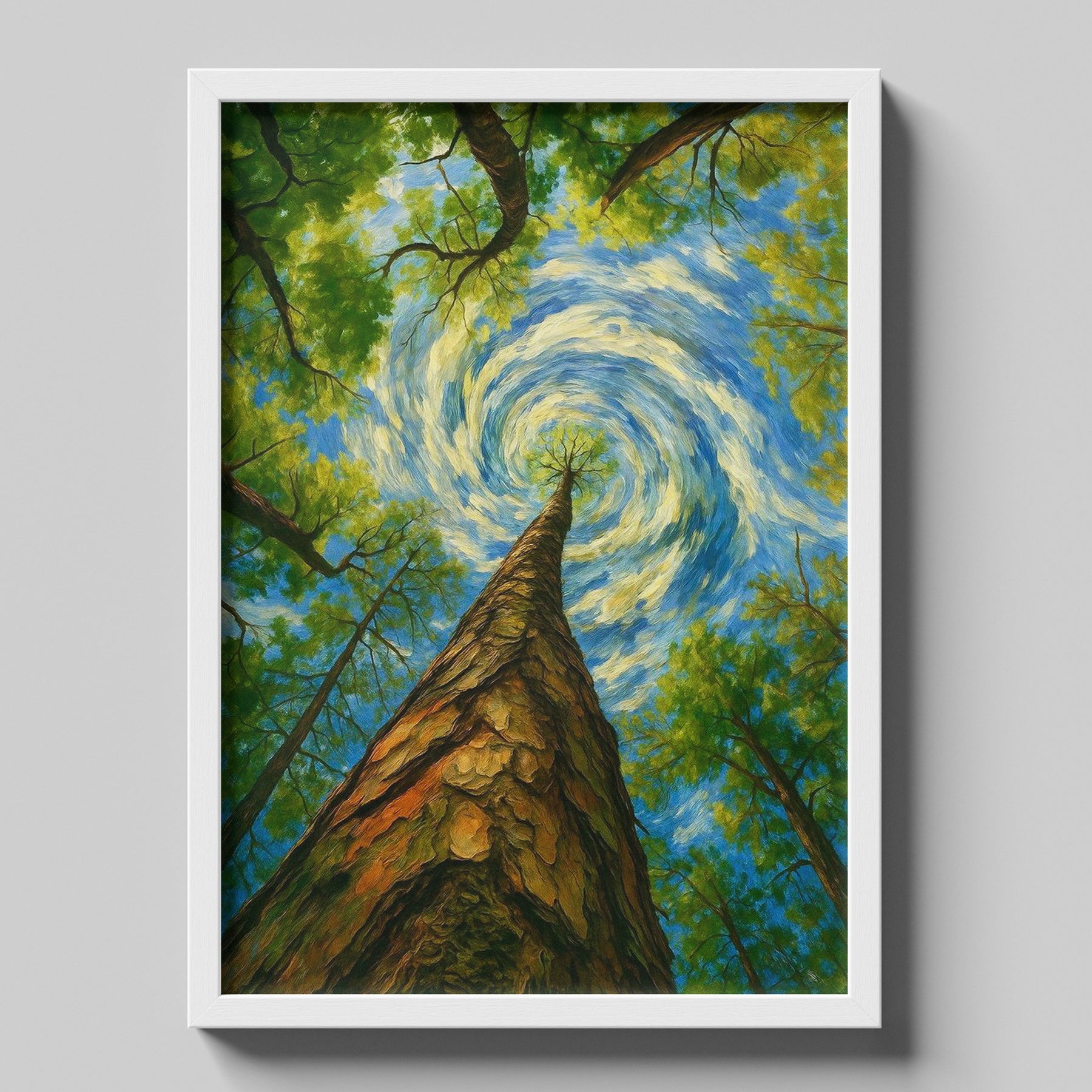 Swirling Sky Looking Up Trees