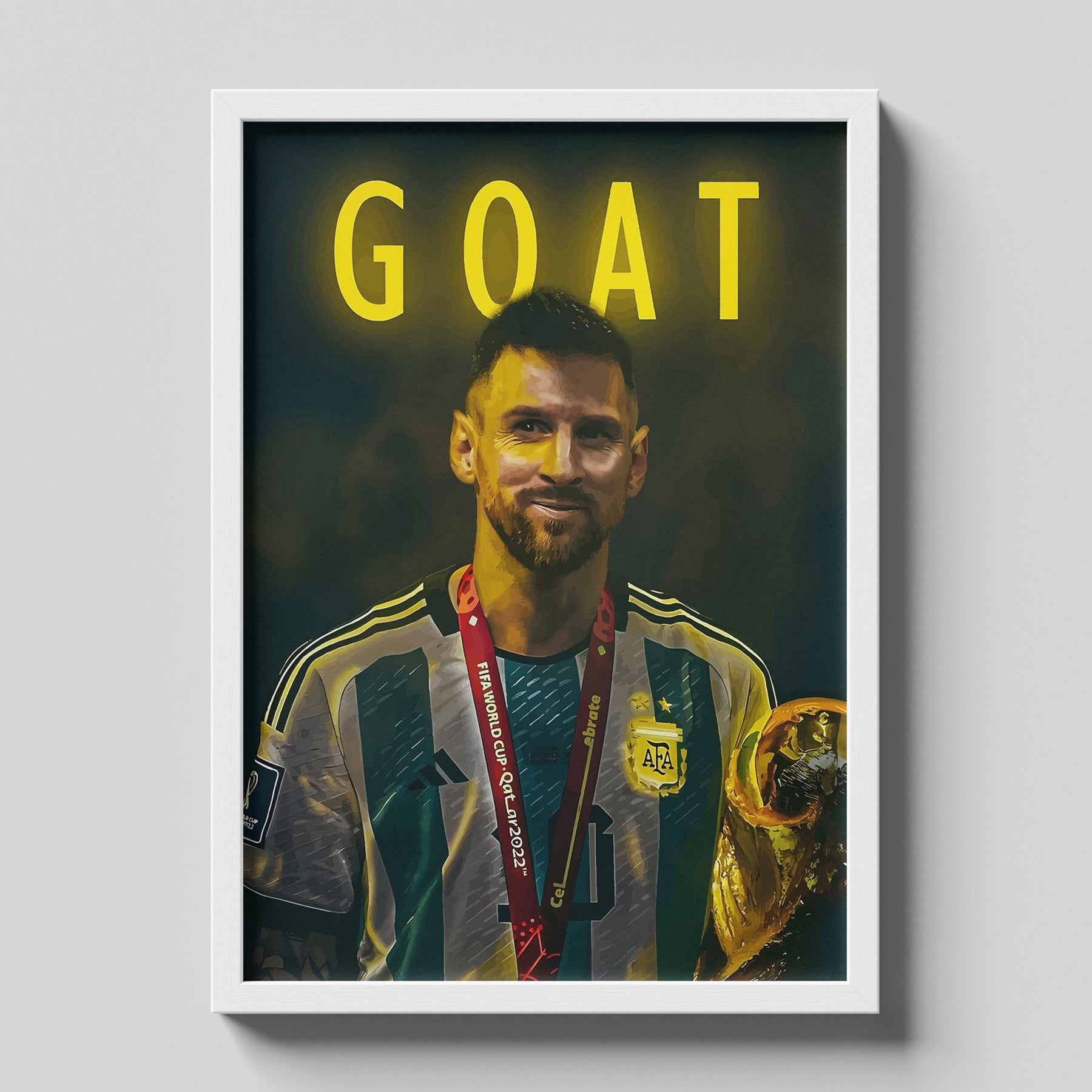 Lionel Messi GOAT Poster | World Cup Champion Football Wall Art