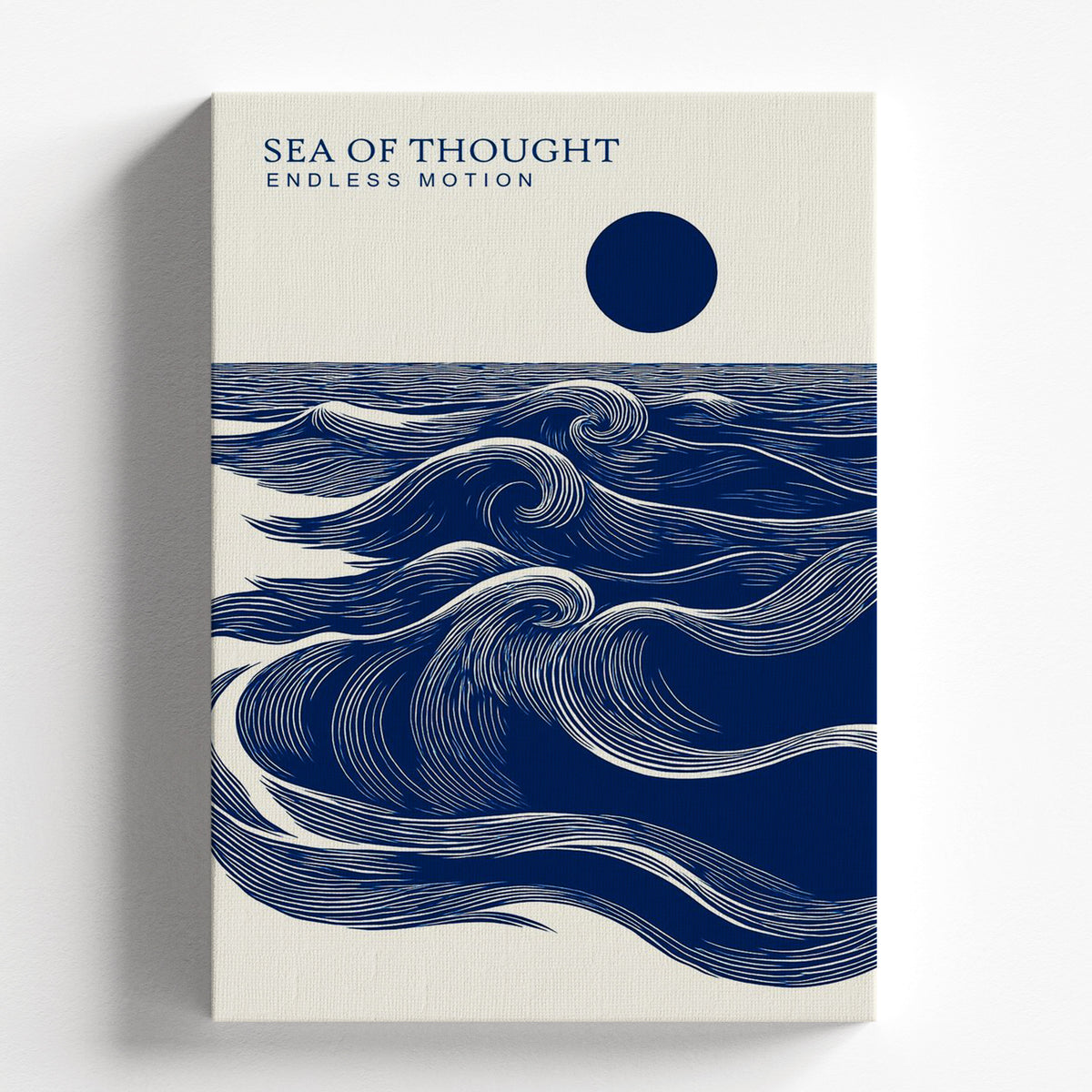 Sea of Thought - Minimalist Blue Waves Line Art Print