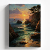 Coastal Cliff Sunset/Sailboat