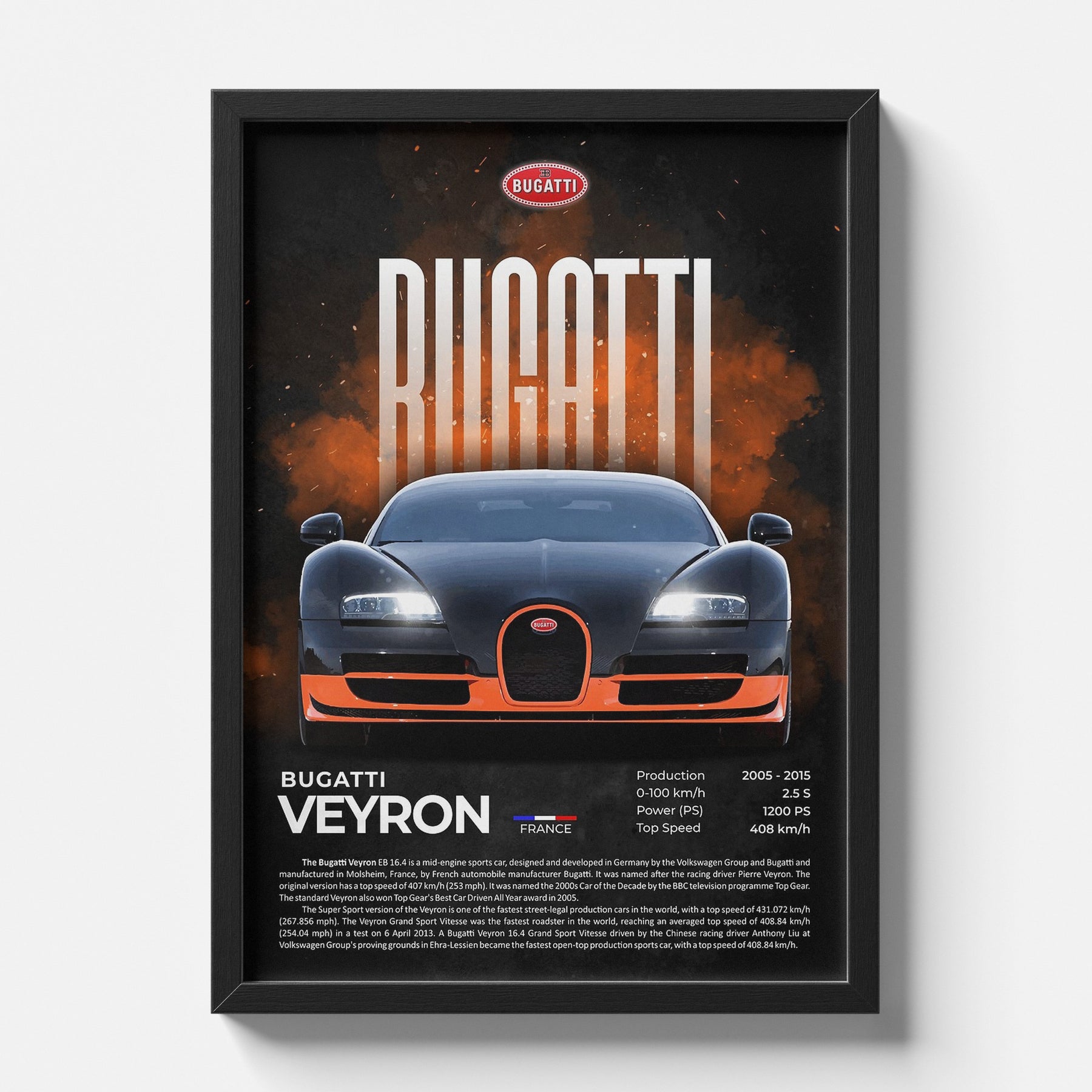 Bugatti Veyron Hypercar Poster | Legendary W16 Supercar Automotive Wall Art