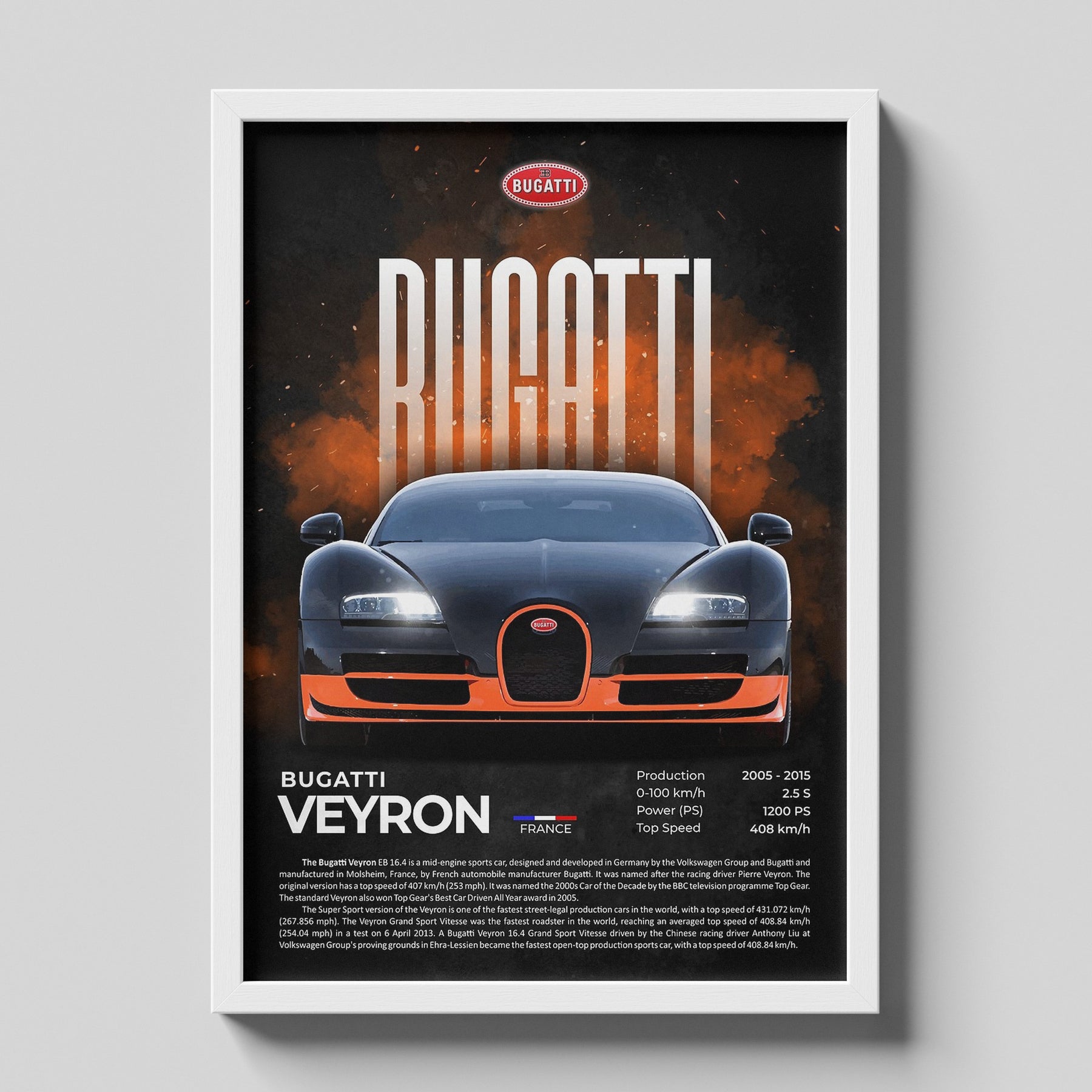 Bugatti Veyron Hypercar Poster | Legendary W16 Supercar Automotive Wall Art