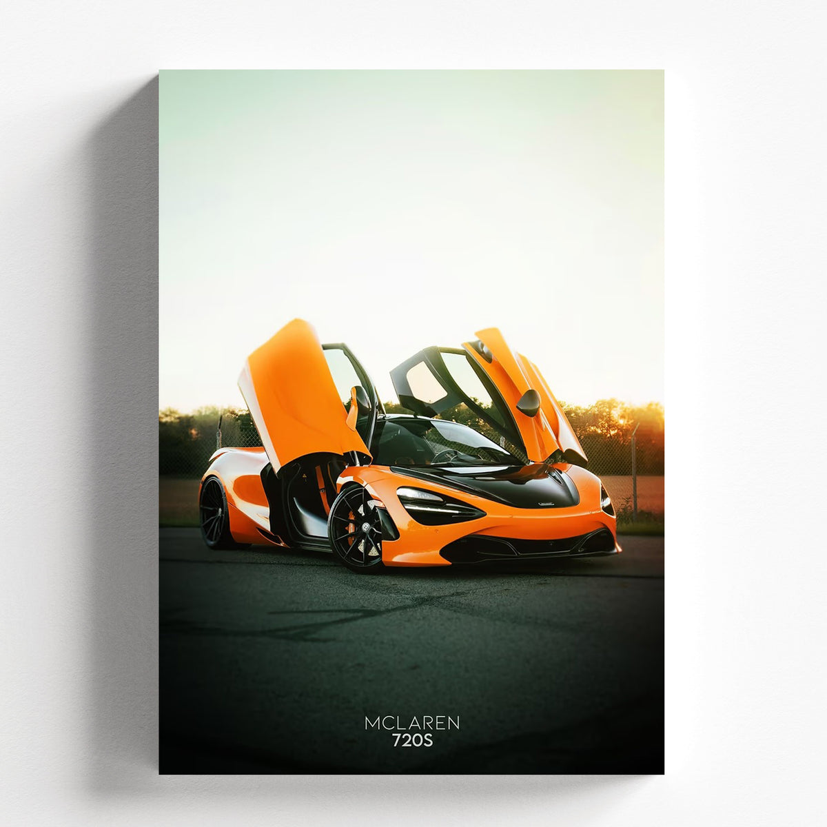 McLaren 720S Supercar Poster | Orange Hypercar Automotive Wall Art Print