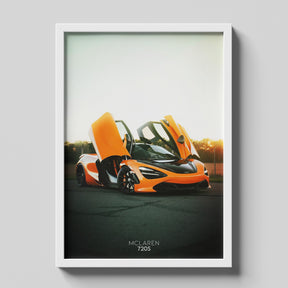 McLaren 720S Supercar Poster | Orange Hypercar Automotive Wall Art Print