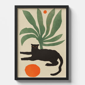 Boho Cat & Plant Artwork