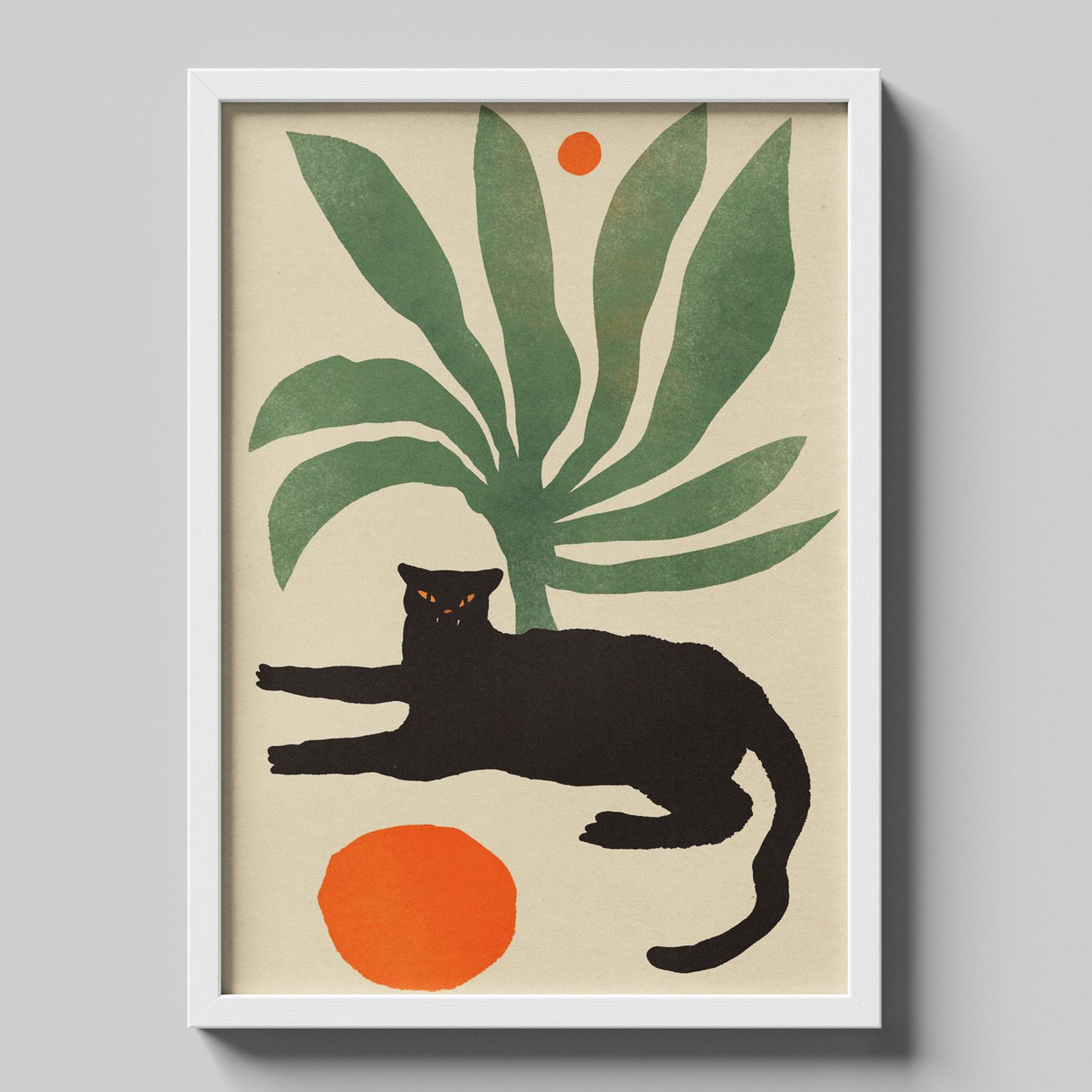 Boho Cat & Plant Artwork