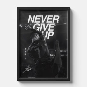 Cristiano Ronaldo Never Give Up Poster | Motivational Football Wall Art