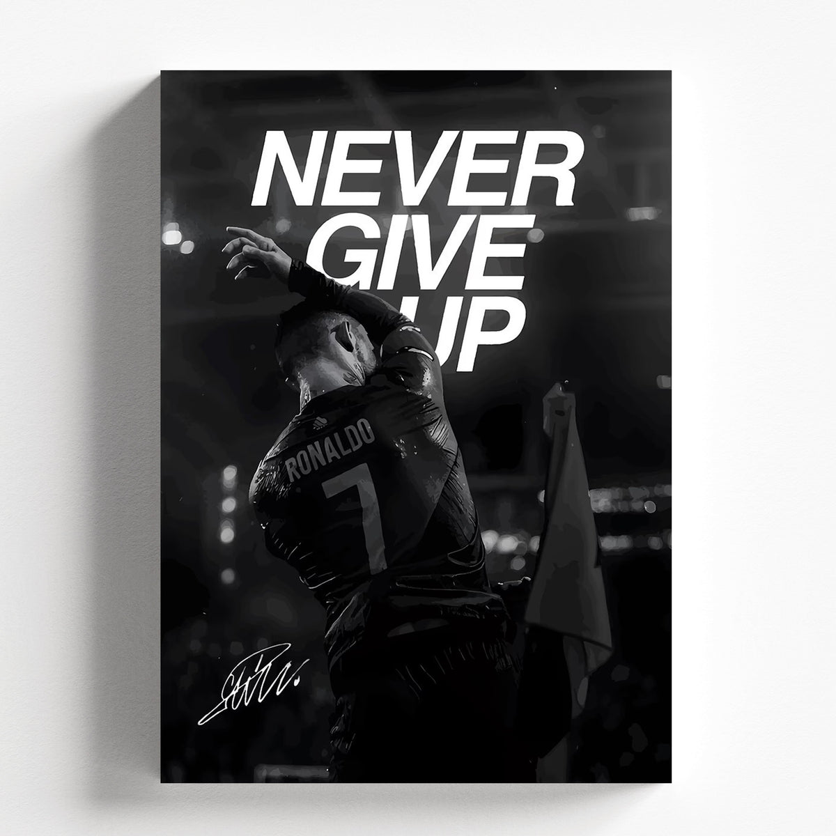 Cristiano Ronaldo Never Give Up Poster | Motivational Football Wall Art