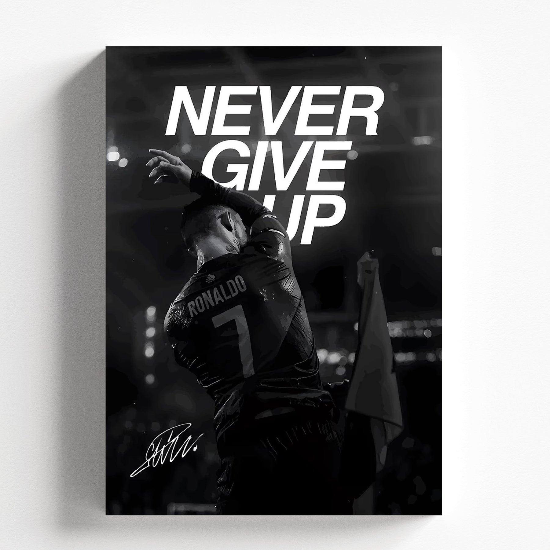 Cristiano Ronaldo Never Give Up Poster | Motivational Football Wall Art
