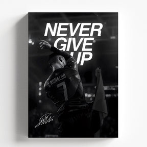 Cristiano Ronaldo Never Give Up Poster | Motivational Football Wall Art
