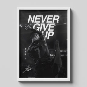 Cristiano Ronaldo Never Give Up Poster | Motivational Football Wall Art