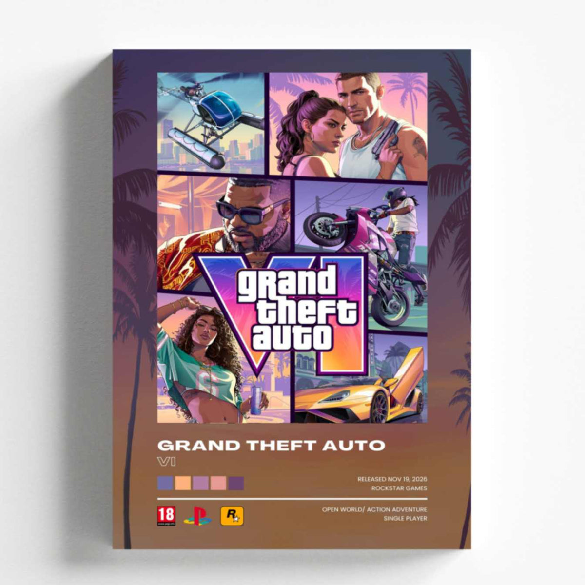 Grand Theft Auto VI Classic Collage Game Poster