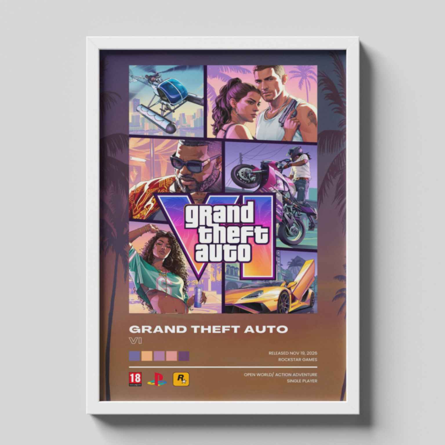 Grand Theft Auto VI Classic Collage Game Poster