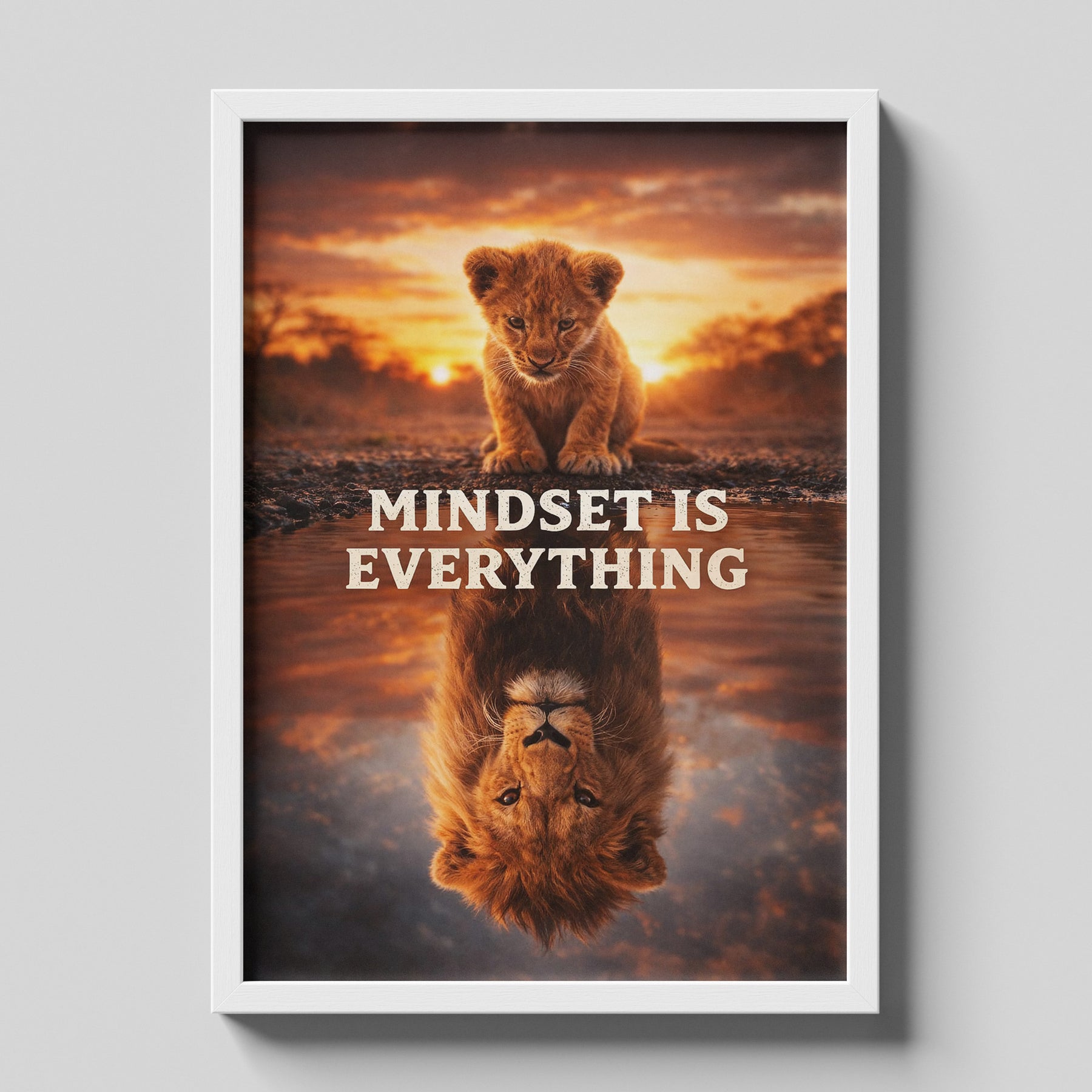 Mindset Is Everything Lion Motivational Poster Wall Art