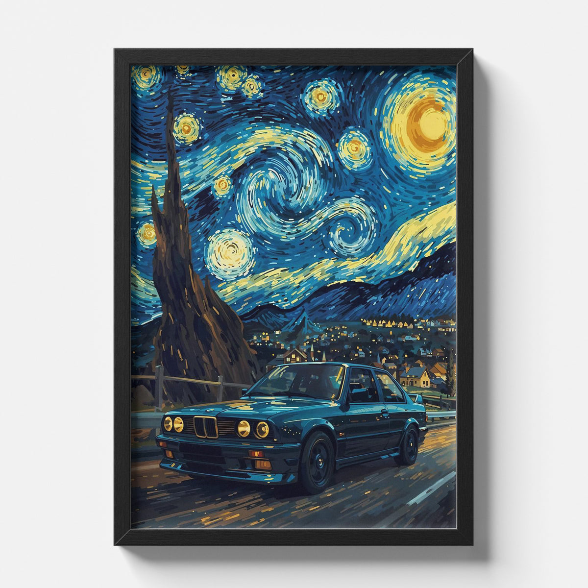 Starry Night Drive Modern Car Art Wall Print