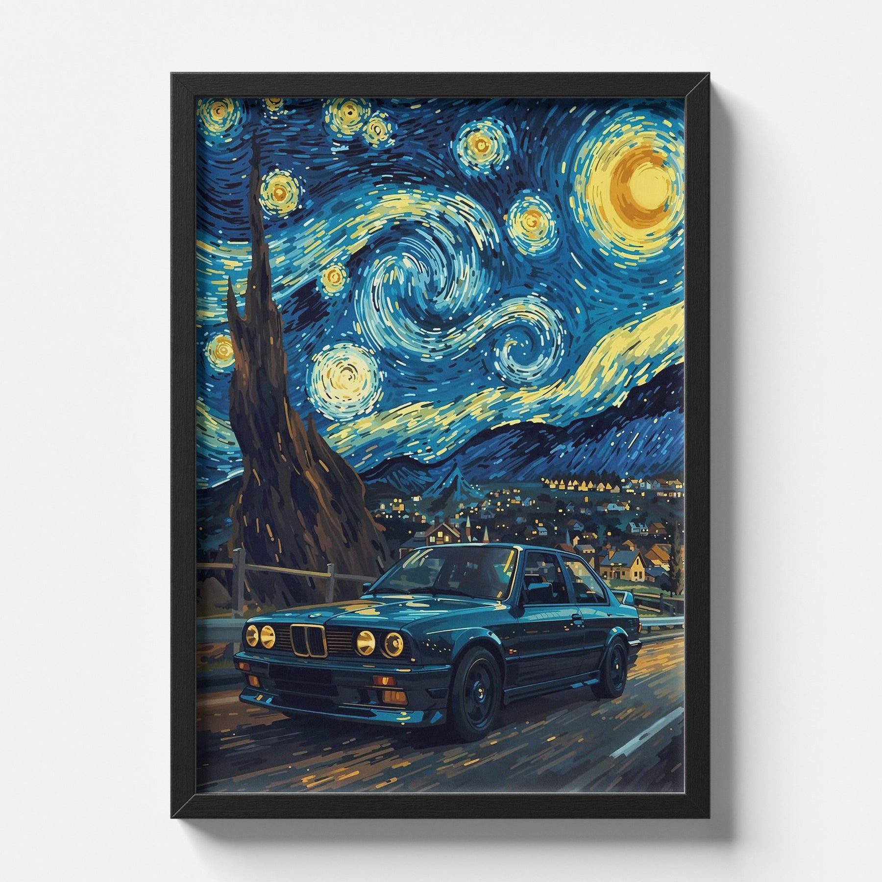 Starry Night Drive Modern Car Art Wall Print