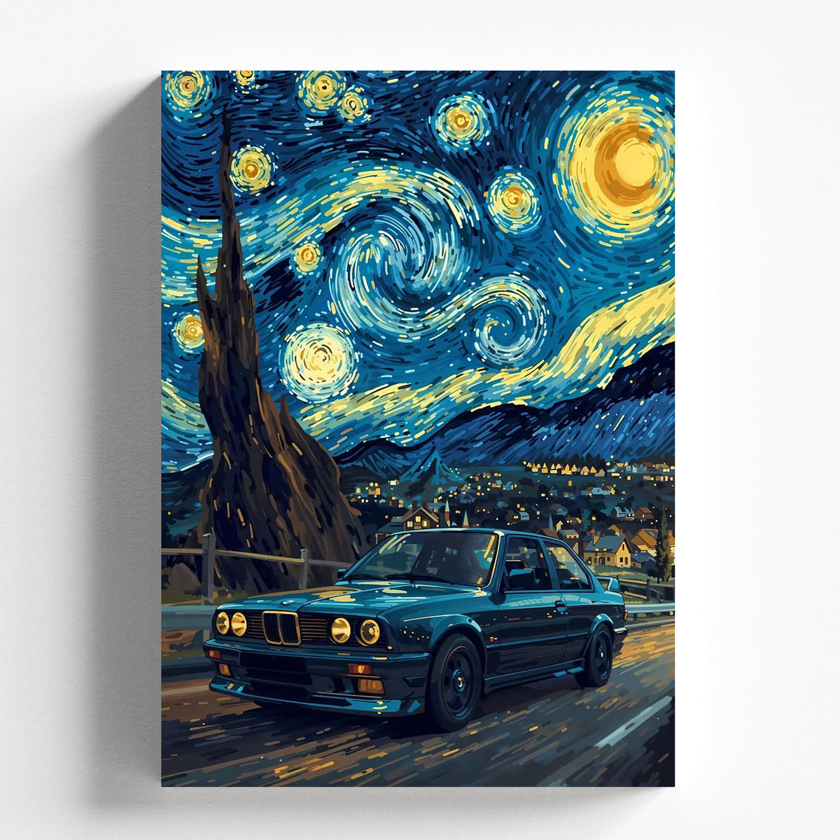 Starry Night Drive Modern Car Art Wall Print