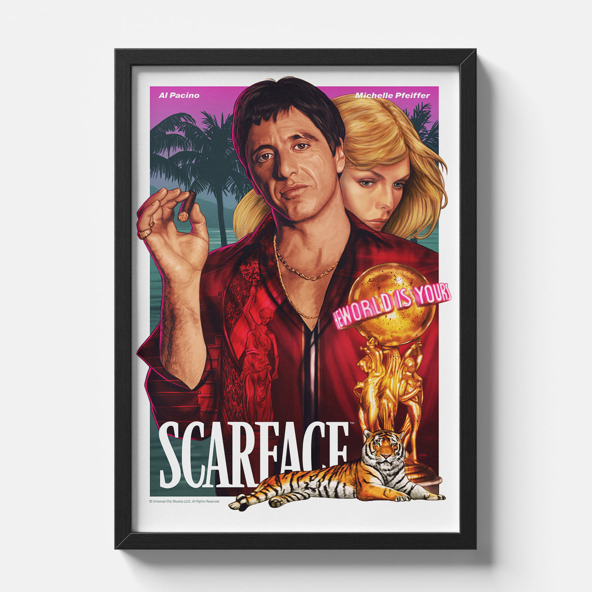 Scarface Tony Montana Illustrated Poster Premium Movie Wall Art