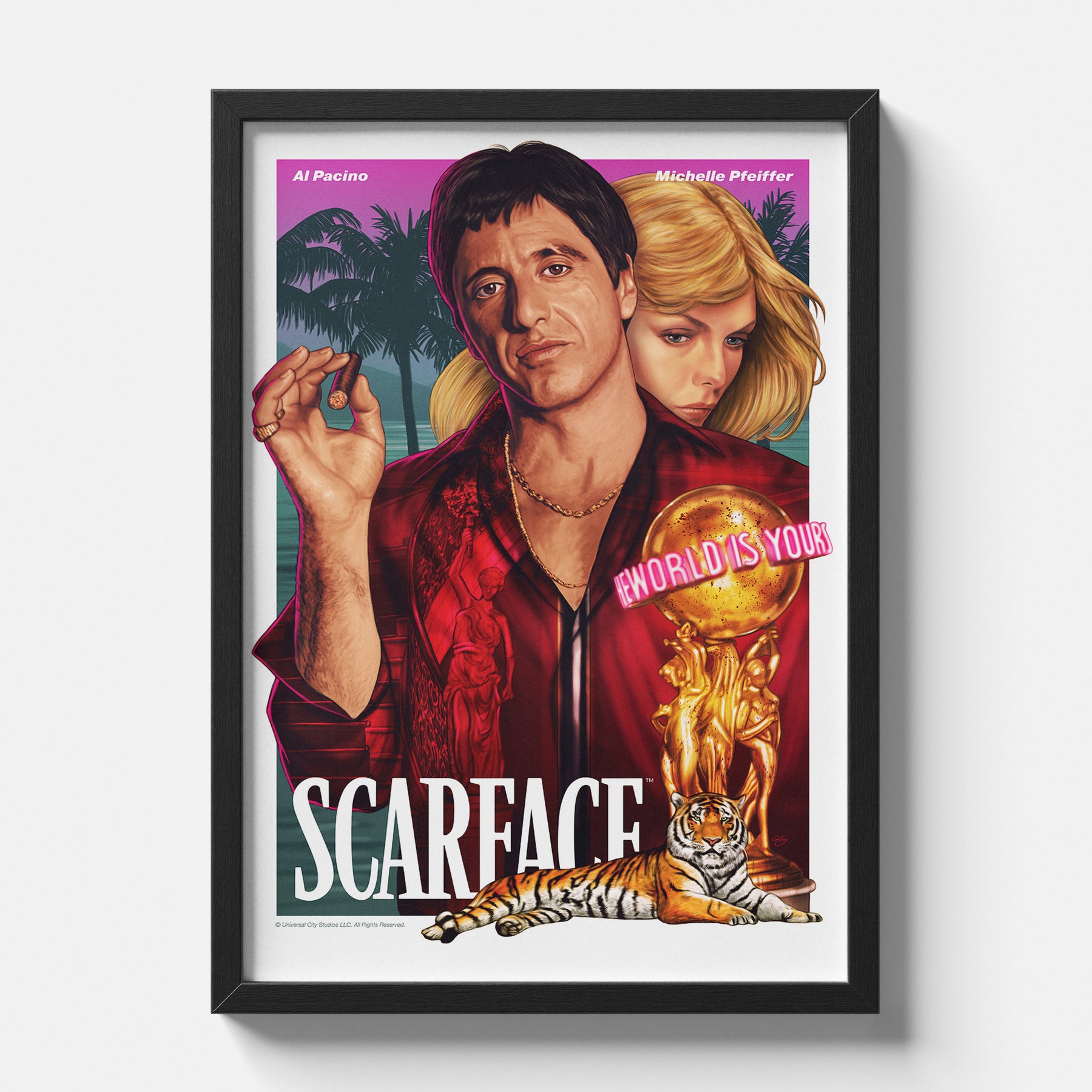 Scarface Tony Montana Illustrated Poster Premium Movie Wall Art