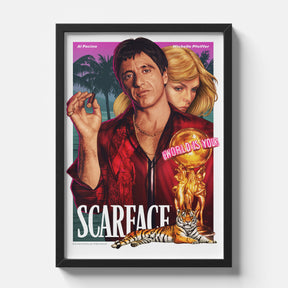 Scarface Tony Montana Illustrated Poster Premium Movie Wall Art