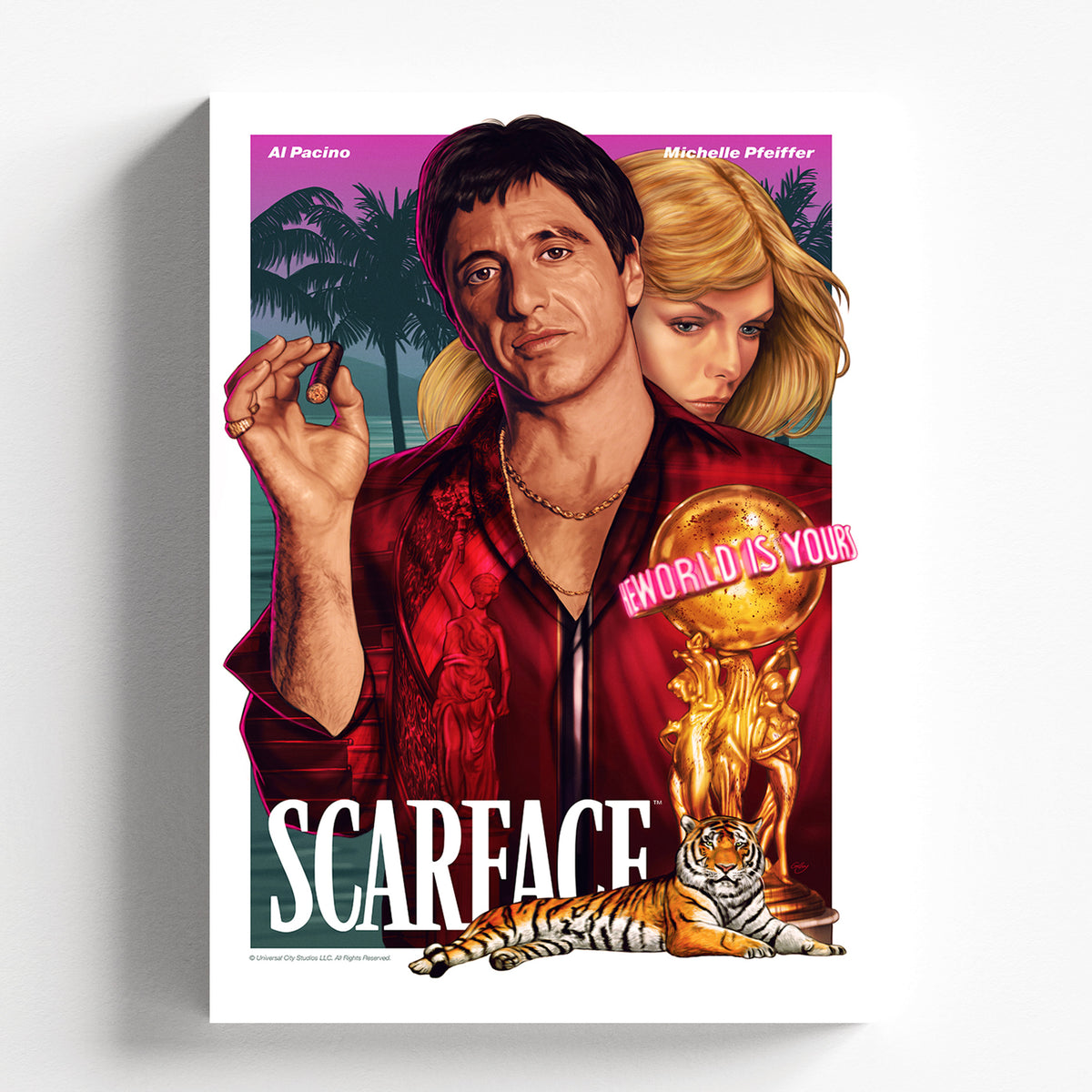 Scarface Tony Montana Illustrated Poster Premium Movie Wall Art