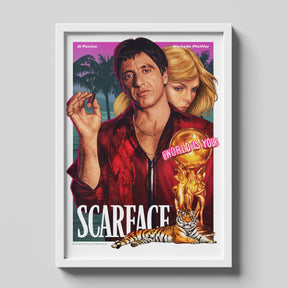 Scarface Tony Montana Illustrated Poster Premium Movie Wall Art