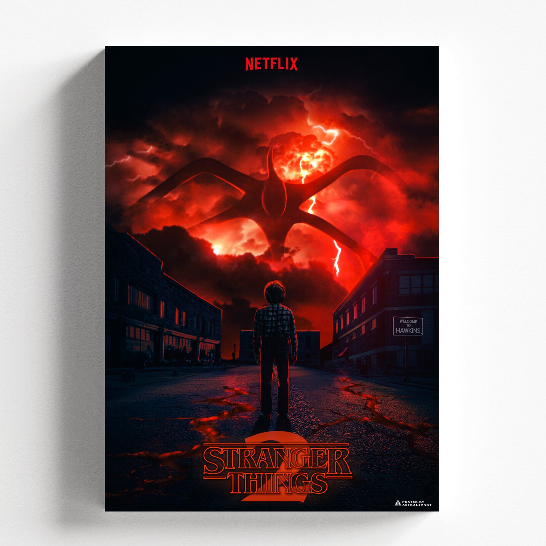 Stranger Things Hawkins Apocalypse Red Sky Poster