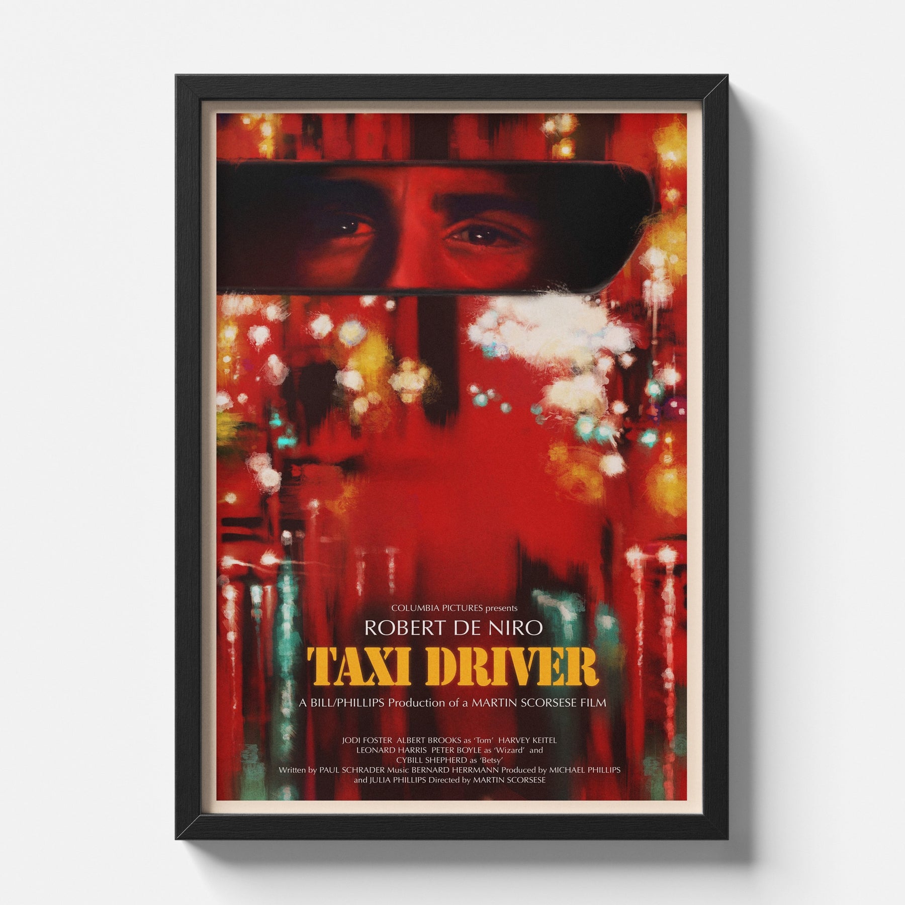 Taxi Driver Neon City Reflection Vintage Movie Poster