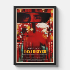 Taxi Driver Neon City Reflection Vintage Movie Poster