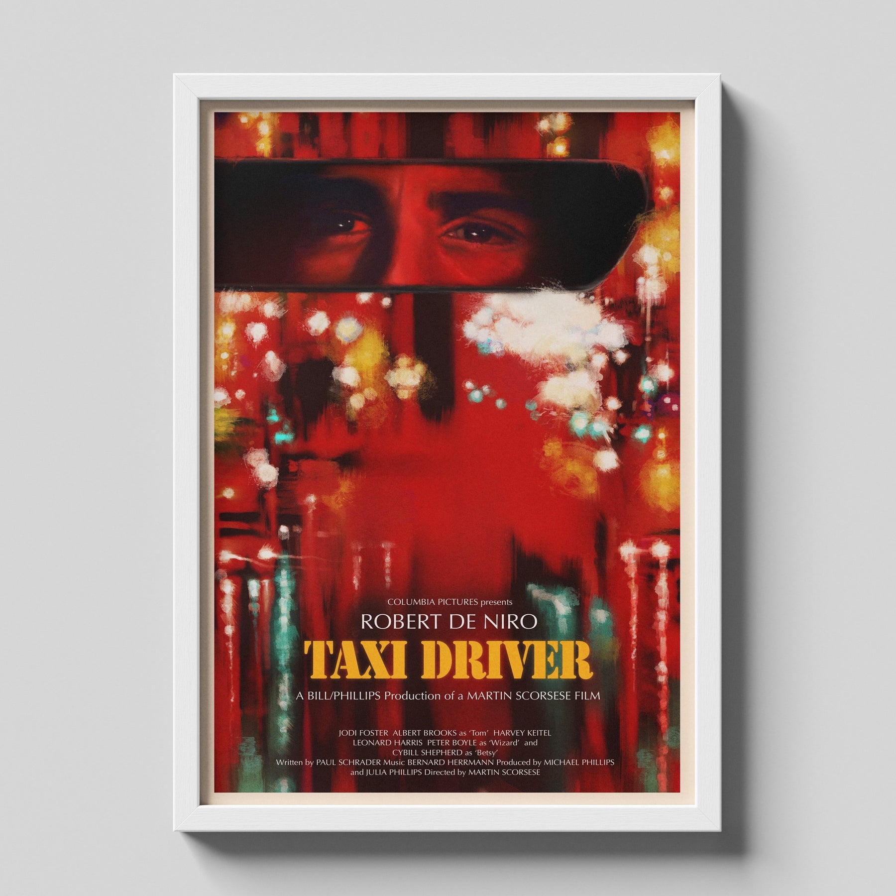 Taxi Driver Neon City Reflection Vintage Movie Poster