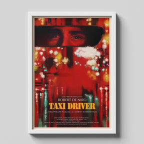 Taxi Driver Neon City Reflection Vintage Movie Poster
