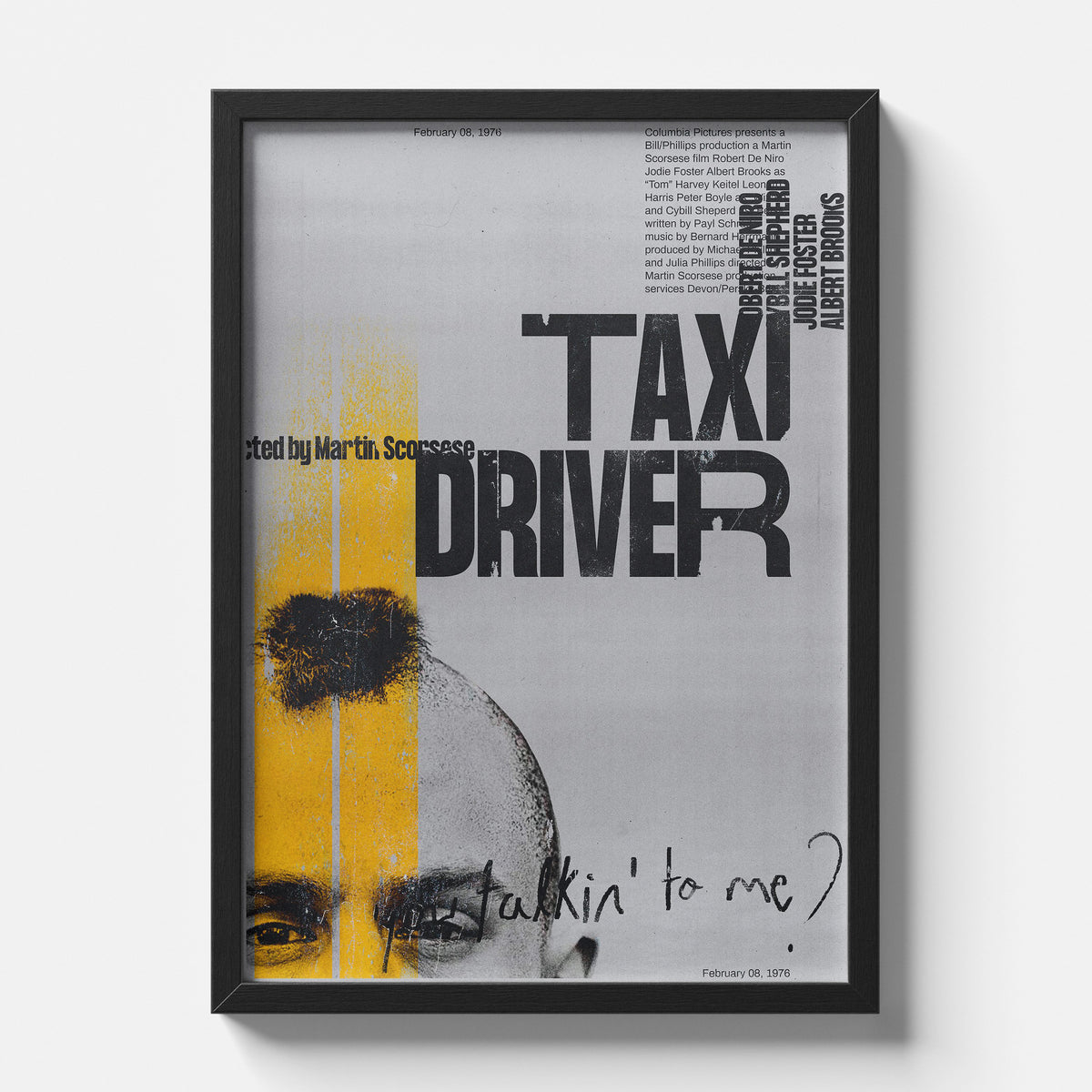 Taxi Driver Minimalist Typography Yellow Stripe Movie Poster