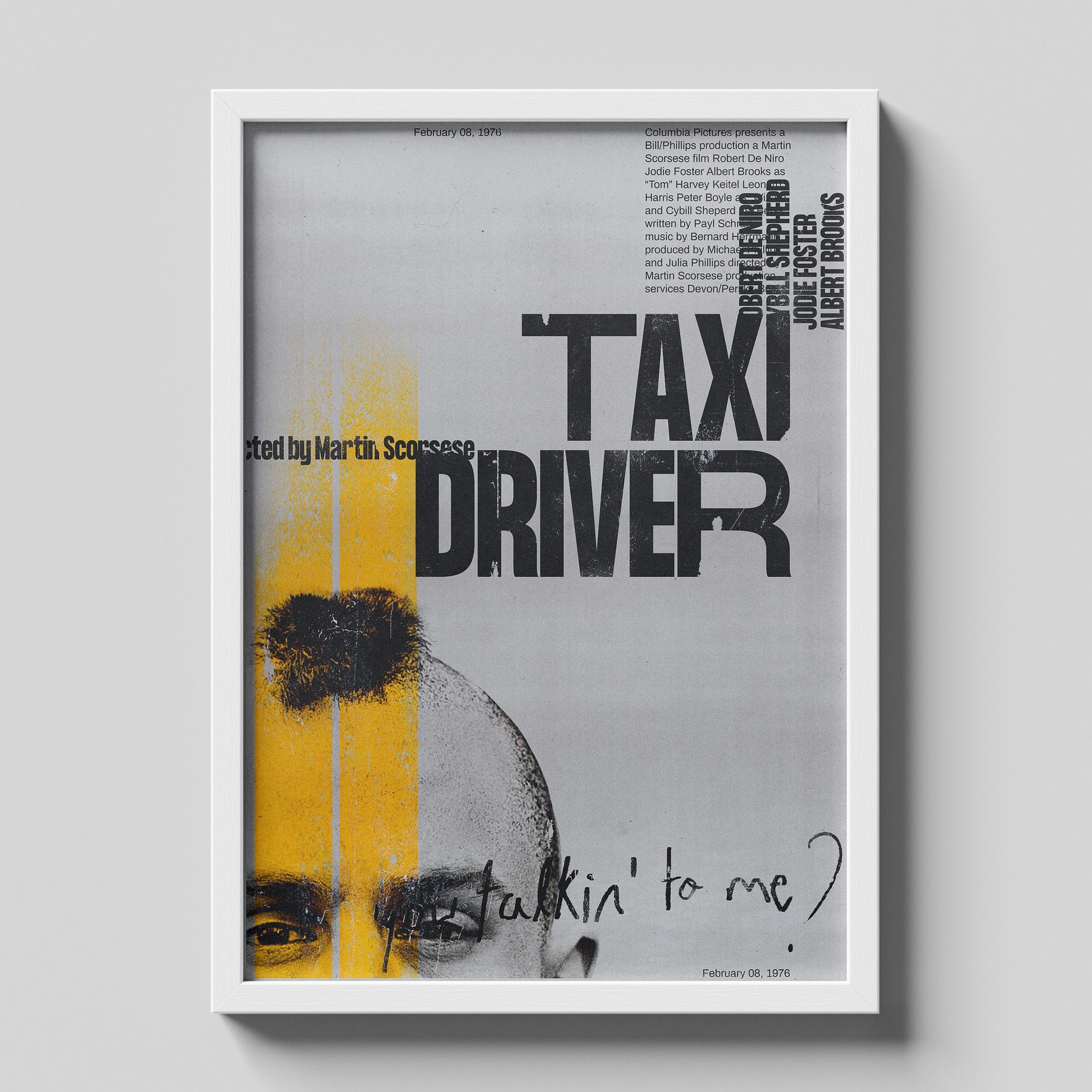 Taxi Driver Minimalist Typography Yellow Stripe Movie Poster